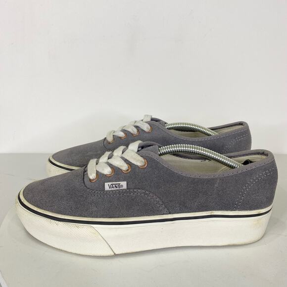 VANS Authentic Vintage Platform Sneaker Womens Sz 8.5 Gray Suede Low Top Lace Up - Picture 5 of 12